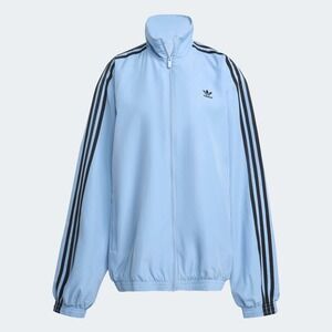 adidas Firebird Oversized Track Jacket Size L Womens Ash Blue/Black JY2638, NWT